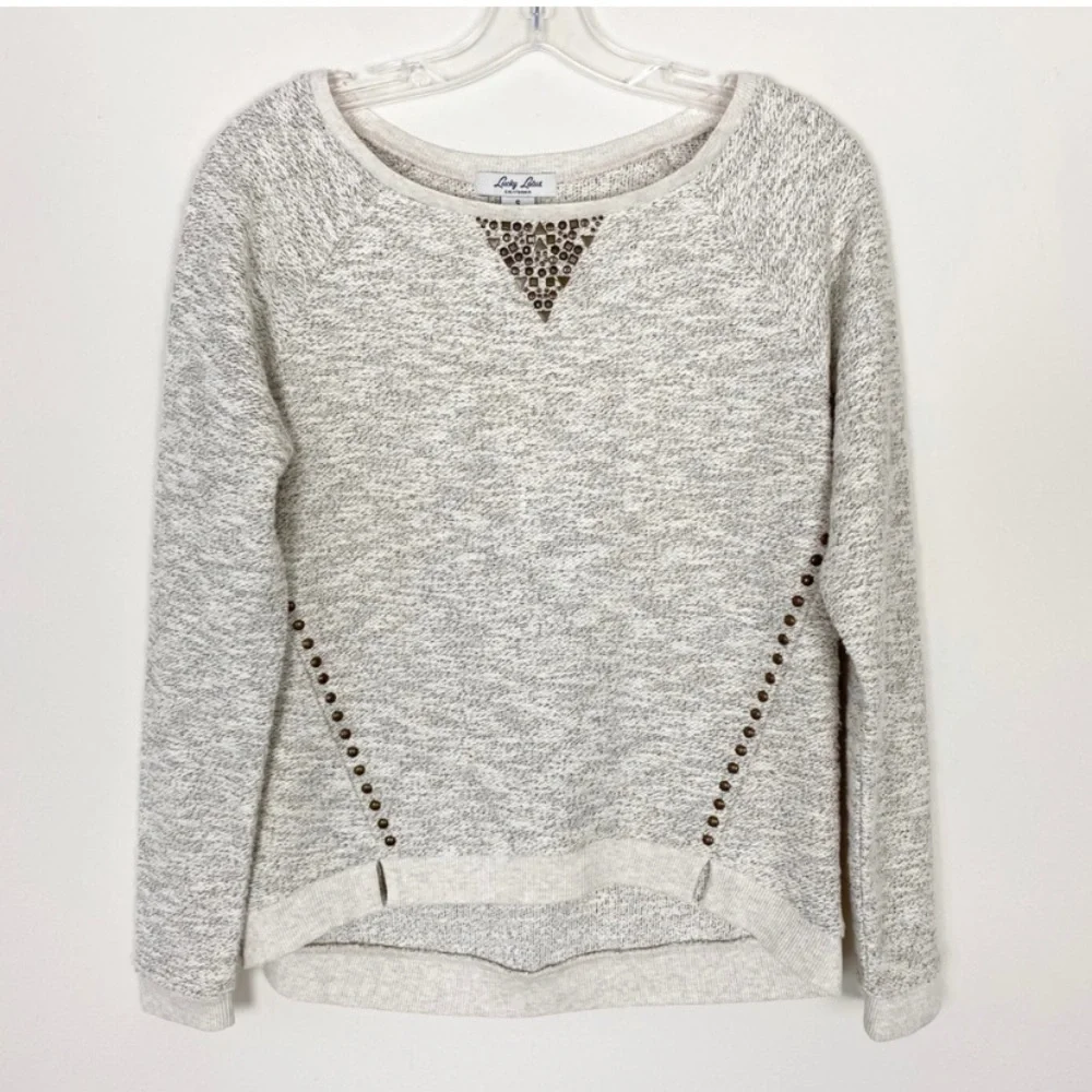 Lucky Lotus Sweater Crew Neck Cream Size S - Picture 2 of 8